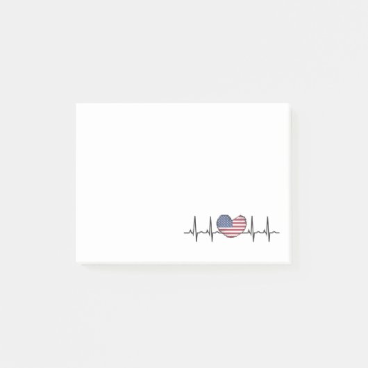 US Flag Heartbeat ECG Electrocardiografie Post-it® Notes (Voorkant)