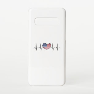 US Flag Heartbeat ECG Electrocardiografie Samsung Galaxy S10 Hoesje