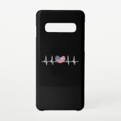 US Flag Heartbeat ECG Electrocardiografie Samsung Galaxy Hoesje (Achterkant)