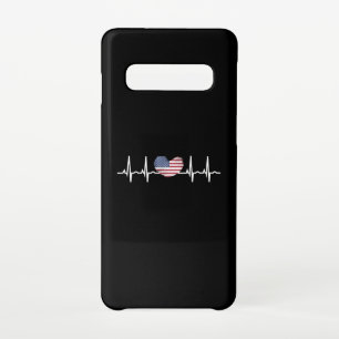 US Flag Heartbeat ECG Electrocardiografie Samsung Galaxy S10 Hoesje