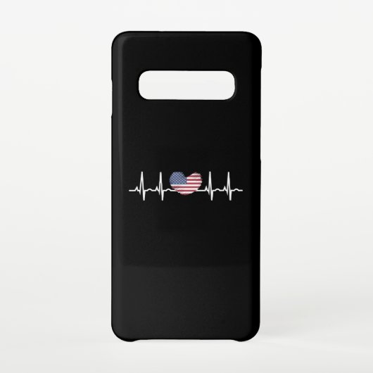 US Flag Heartbeat ECG Electrocardiografie Samsung Galaxy Hoesje (Achterkant)