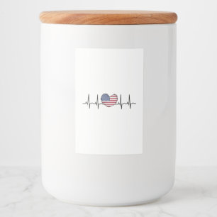 US Flag Heartbeat ECG Electrocardiografie Voedselcontainer Etiket
