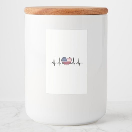 US Flag Heartbeat ECG Electrocardiografie Voedselcontainer Etiket (Voorkant)