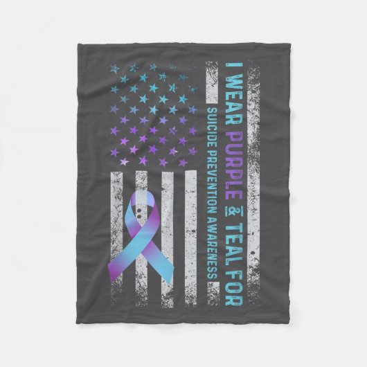 Us Flag I Wear Purple And Teal Suicide Prevention  Fleece Deken (Voorkant)