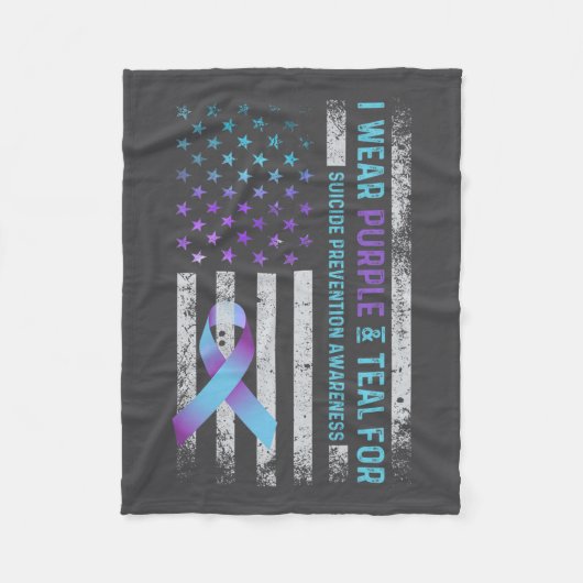 Us Flag I Wear Purple And Teal Suicide Prevention  Fleece Deken (Voorkant)