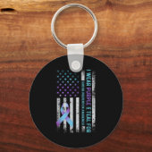 Us Flag I Wear Purple And Teal Suicide Prevention  Sleutelhanger (Voorkant)
