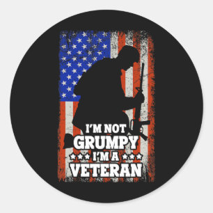 US Flag Im niet Grumpy im a Veteran 116 Ronde Sticker