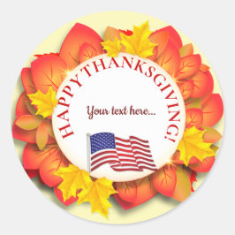 US Flag Jouw tekst Thanksgiving Day Ronde Sticker