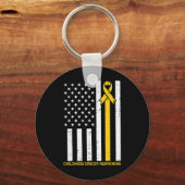 US Flag Kinderkanker Bewustzijn Ribbon Mannen Vrou Sleutelhanger (Voorkant)