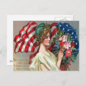 US Flag Lady Liberty Wreatorial Day Briefkaart (Voorkant / Achterkant)