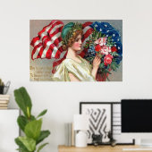 US Flag Lady Liberty Wreatorial Day Poster (Thuiskantoor)