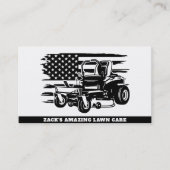 *~* US Flag Lawn Mower Black White Lawn Care  Visitekaartje (Voorkant)