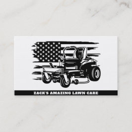 *~* US Flag Lawn Mower Black White Lawn Care  Visitekaartje