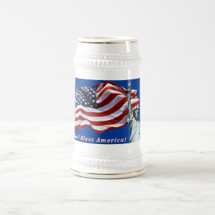 US Flag Liberty Stein - God zegene Amerika W Bierpul
