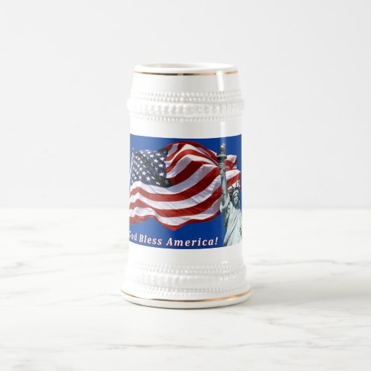 US Flag Liberty Stein - God zegene Amerika W Bierpul (Center)
