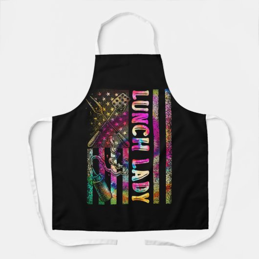US Flag Lunch Lady Back To School Chef Cook Schort (Voorkant)