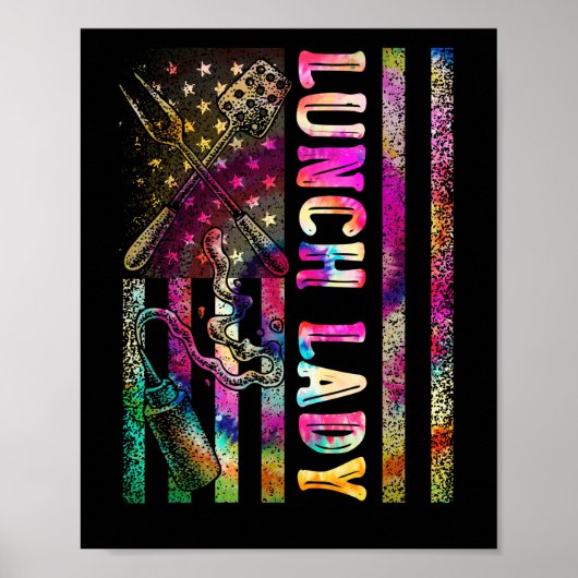 US Flag Lunch Lady Terug naar school Chef Cook Poster (Voorkant)