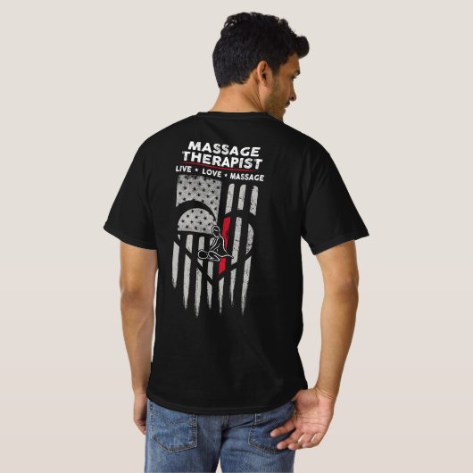 US Flag Massage Therapeut Decal T-shirt (Achterkant volledig)