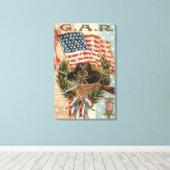 US Flag Medaille Zwaard Geweer Krans Canvas Afdruk (Insitu (Houten vloer))