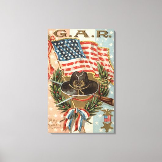 US Flag Medaille Zwaard Geweer Krans Canvas Afdruk (Voorkant)