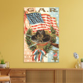 US Flag Medaille Zwaard Geweer Krans Canvas Afdruk (Insitu (Woonkamer))
