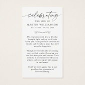 US Flag Memorial Sympathy Funeral Prayer Card Visitekaartje (Achterkant)