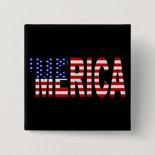 US Flag 'MERICA Button Pin (Voorkant)