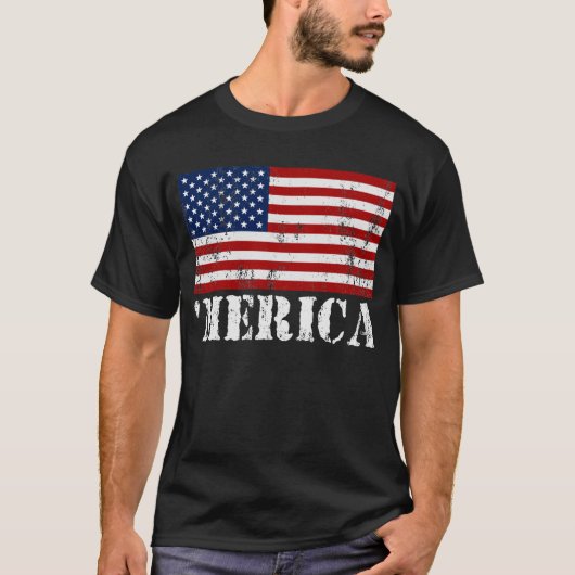 US Flag 'MERICA Distress T shirt (Voorkant)