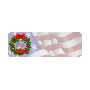 US Flag Merry-kerstkaart Etiket