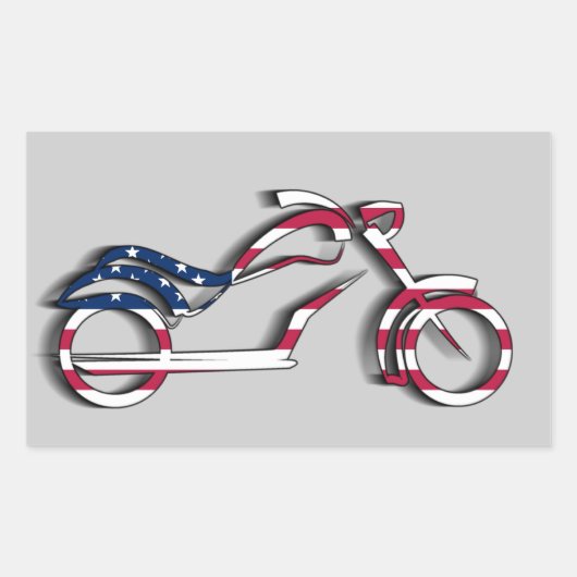 US Flag Motorfiets Sticker (Rechthoek) (Voorkant)