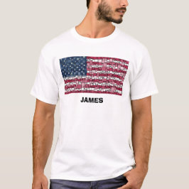 US Flag Mozaïek Design (Zwarte tekst) T-shirt
