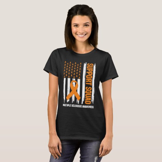 US Flag Multiple Sclerosis MS Awareness Supporter T-shirt (Voorkant volledig)