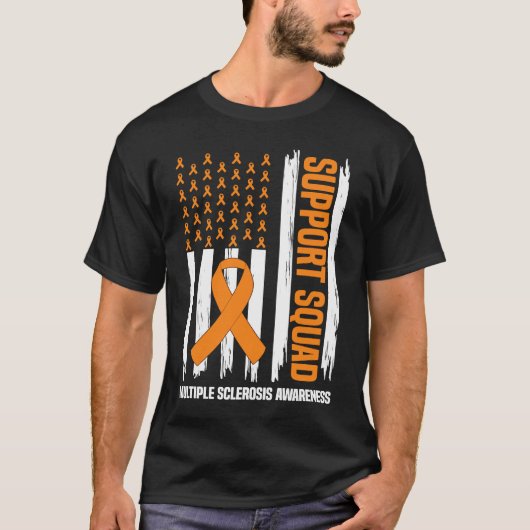US Flag Multiple Sclerosis MS Awareness Supporter T-shirt (Voorkant)