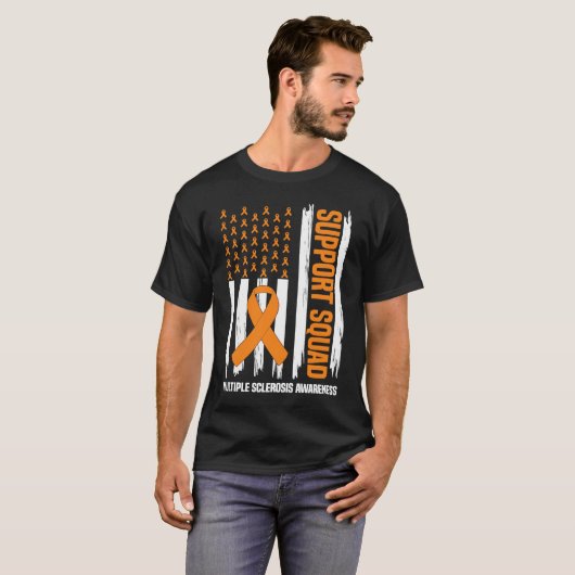 US Flag Multiple Sclerosis MS Awareness Supporter T-shirt (Voorkant volledig)