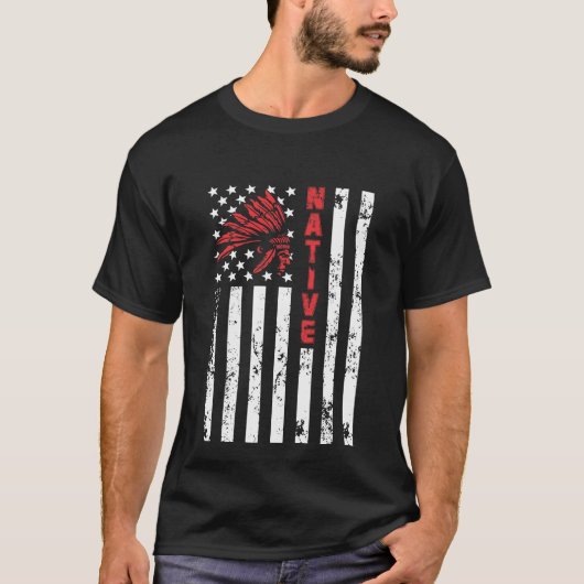 US Flag Native American Day Shirt Geweldige T-shir (Voorkant)