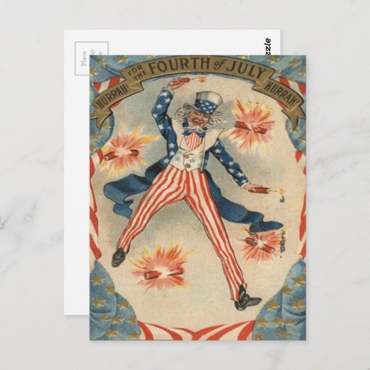 US Flag oom Sam Fireworks Firecracker Briefkaart (Voorkant / Achterkant)