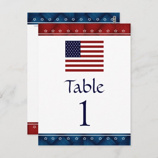 US Flag Patriotic Party Table Number Kaarten (Voorkant / Achterkant)