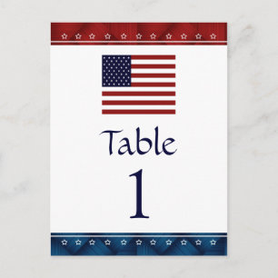 US Flag Patriotic Party Table Number Kaarten