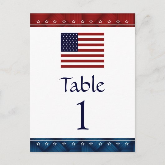 US Flag Patriotic Party Table Number Kaarten (Voorkant)