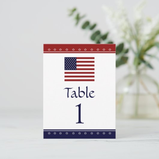US Flag Patriotic Party Table Number Kaarten (Staand voorkant)