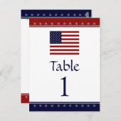 US Flag Patriotic Party Table Number Kaarten (Voorkant / Achterkant)