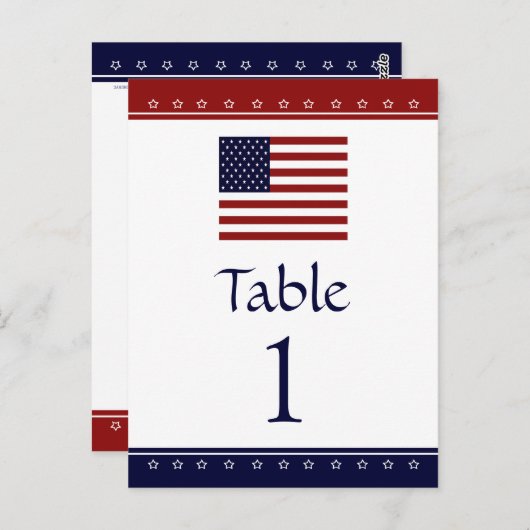 US Flag Patriotic Party Table Number Kaarten (Voorkant / Achterkant)
