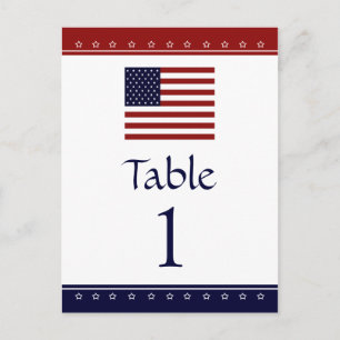 US Flag Patriotic Party Table Number Kaarten