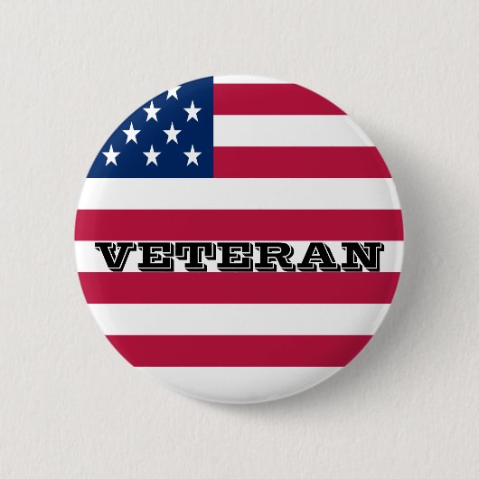 US Flag Patriotic Veteran USA Pin Button (Voorkant)