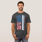 US Flag Piano Schattigee Keyboardisten Grappig T-shirt (Voorkant volledig)