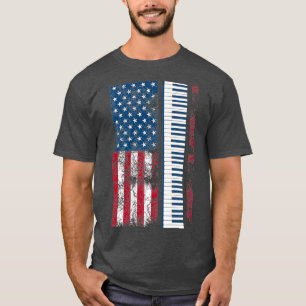  US Flag Piano Schattigee Keyboardisten Grappig T-shirt