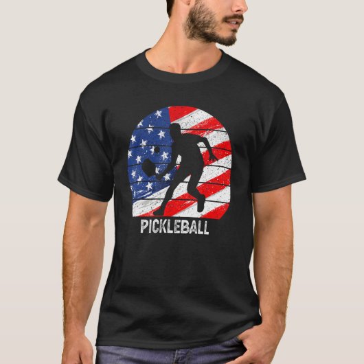 US Flag Pickleball Player Paddleball Lover Men Wom T-shirt (Voorkant)
