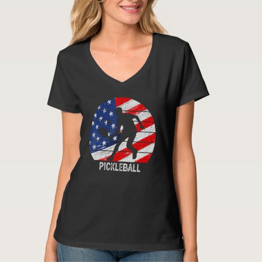 US Flag Pickleball Player Paddleball Lover Men Wom T-shirt (Voorkant)