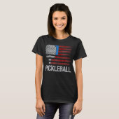 US Flag Pickleball Player Paddleball T-shirt (Voorkant volledig)