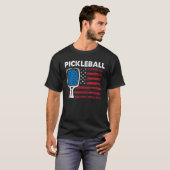 US Flag Pickleball Player Paddleball T-shirt (Voorkant volledig)